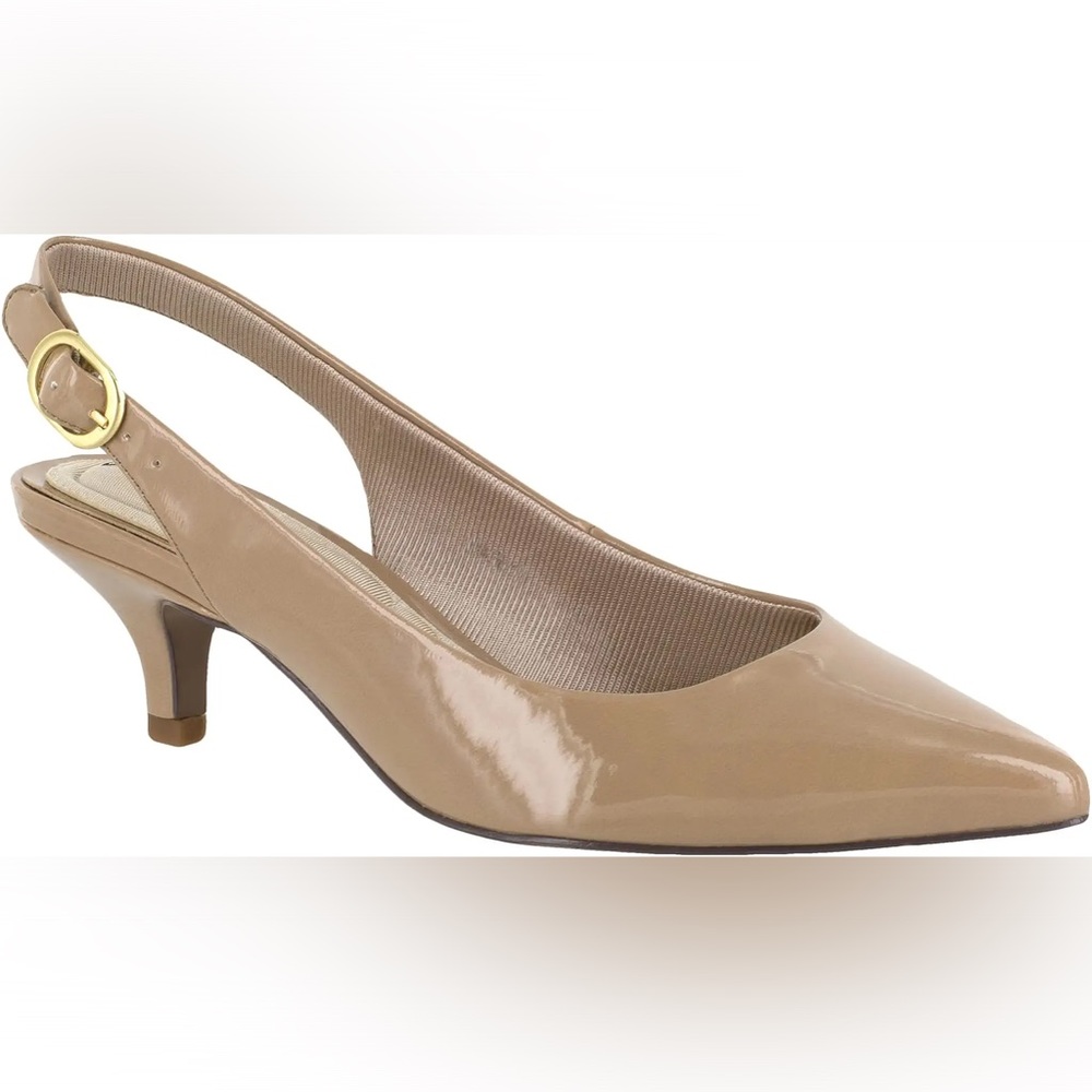 Easy Street Women’s Faye Pump Heels Nude Patent Size 6 X-Wide